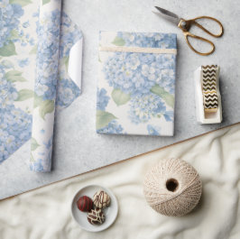 Wrapping Paper | Blue Hydrangea Floral Gift Wrap Presentpapper