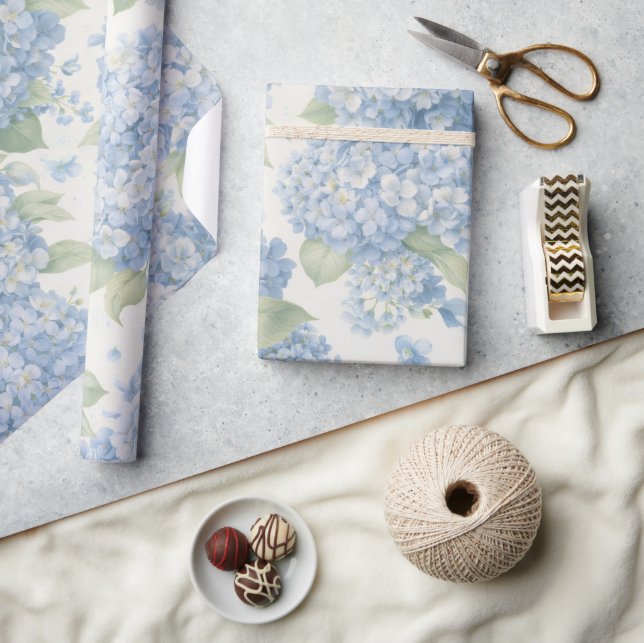 Wrapping Paper | Blue Hydrangea Floral Gift Wrap Presentpapper (Hantverk)