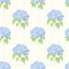 Wrapping Paper | Blue Hydrangea | Luxe Ivory Plaid Presentpapper