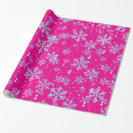 Wrapping Paper, Bright Fuchsia Snowflakes Presentpapper