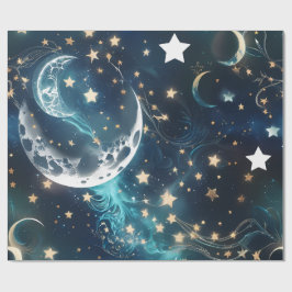 Wrapping Paper – Icy Blue Moon Phases Presentpapper