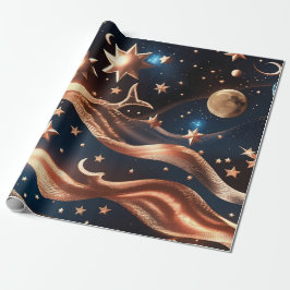 Wrapping Paper – Luxury Bronze Celestial Moon Prem Presentpapper