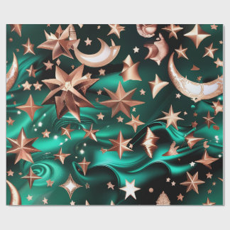 Wrapping Paper – Luxury Malachite Green Celestial Presentpapper