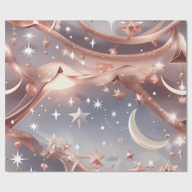 Wrapping Paper – Luxury Marble White Celestial Moo Presentpapper (Platt)