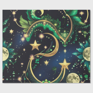 Wrapping Paper – Luxury Obsidian Black Celestial Presentpapper