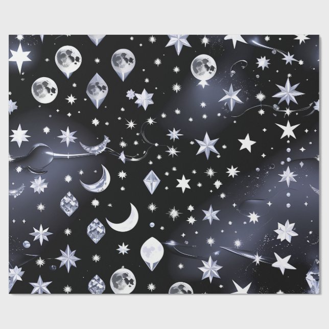 Wrapping Paper - Luxury Onyx Celestial Moon Presentpapper (Platt)