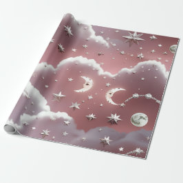 Wrapping Paper – Luxury Quartz Pink Celestial Moon Presentpapper