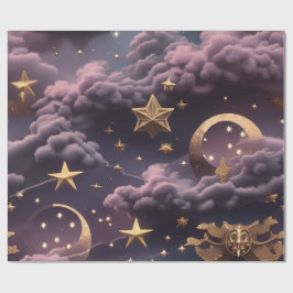 Wrapping Paper - Luxury Smoky Plum Celestial Moon Presentpapper