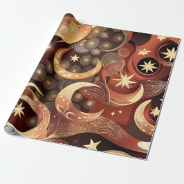 Wrapping Paper – Luxury Terracotta Celestial Moon  Presentpapper