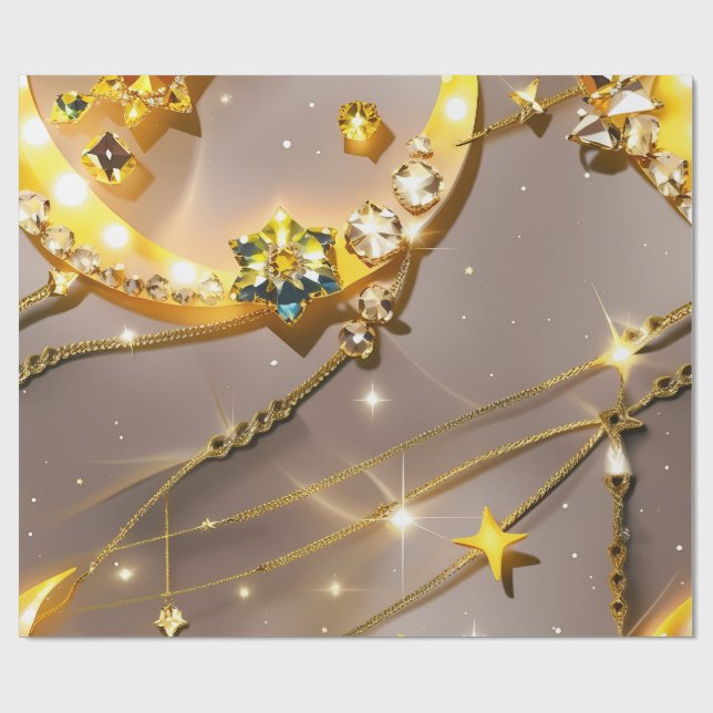 Wrapping Paper – Luxury Topaz Yellow Celestial Presentpapper (Platt)