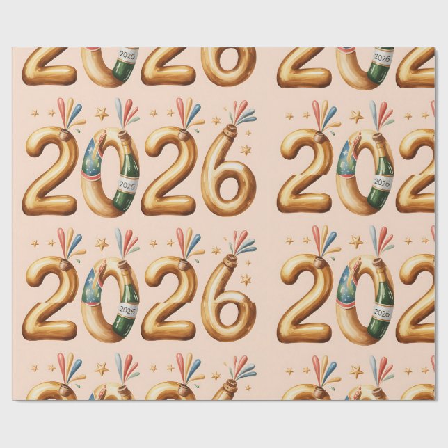 Wrapping Paper-New Year 2026 Presentpapper (Platt)