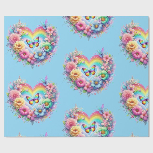 Wrapping Paper-Pastel Spring Floral Wrapping Paper Presentpapper (Platt)