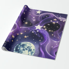 Wrapping Paper – Purple Celestial Moon Phases Presentpapper