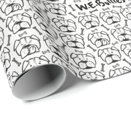 Wrapping paper roll with english bulldog pattern presentpapper
