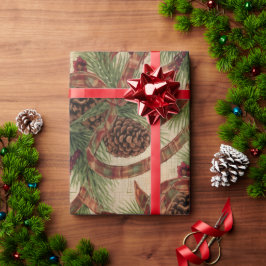 Wrapping Paper Rustic Pinecone Holiday Ribbon Presentpapper