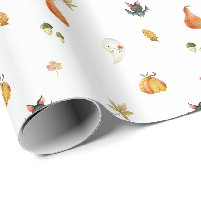 Wrapping Paper - Spooky Halloween Pumpkin Pattern Presentpapper (Rullad Hörn)