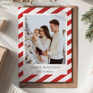 Wrapping Paper Stripes One Photo Christmas Julkort