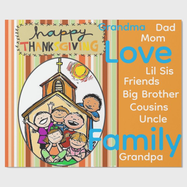 Wrapping Paper Thanksgiving Family Love Presentpapper (Platt)