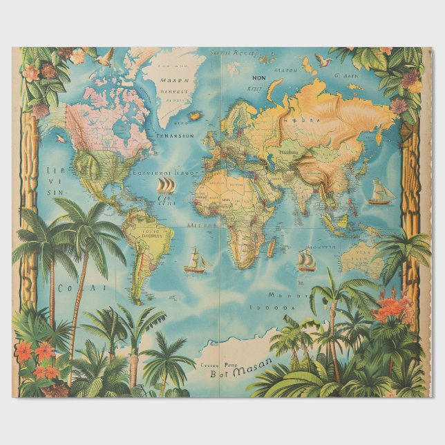 Wrapping Paper- Vintage Atlas Presentpapper (Platt)