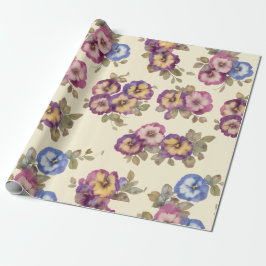Wrapping Paper | Vintage Pansy Floral Garden Presentpapper