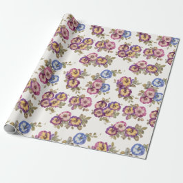 Wrapping Paper | Vintage Pansy Floral Garden Presentpapper