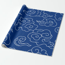 Wrapping Papper JAPANESE CLOUD MÖNSTER BLUE