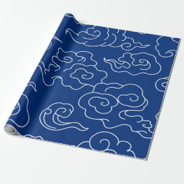 Wrapping Papper JAPANESE CLOUD MÖNSTER BLUE Presentpapper