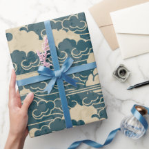 Wrapping Papper JAPANESE CLOUD MÖNSTER I BLUE