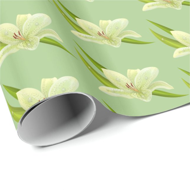 Wrapping Papper-Lily Flowers Presentpapper (Rullad Hörn)