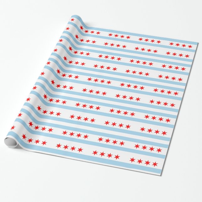 Wrapping papper med Flagga of Chicago Presentpapper (Utrullad)