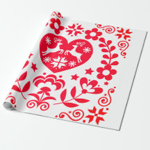 Wrapping Papper RED SCANDINAVIAN CHRISTMAS DESIGN