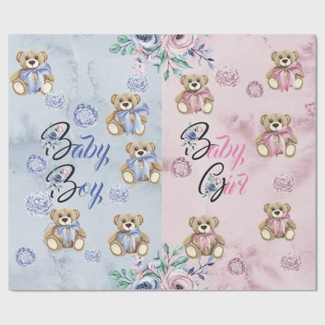 Wrapping Papper Roll 30' Gender Reveal Party Presentpapper (Platt)