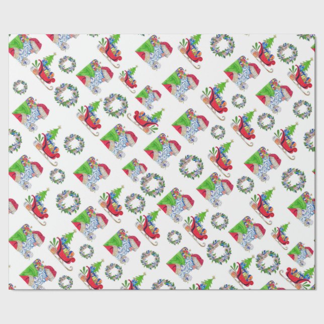 Wrapping Papper Santa and Sleigh Presentpapper (Seam)