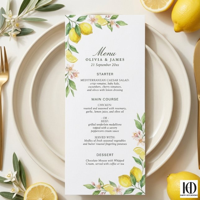 Wreath Mediterranean Citrus Wedding Menu (Skapare uppladdad)
