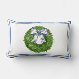 Wreath with Blue Toile Bow Lumbarkudde