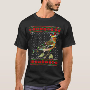 Wren Bird jul Ljus Ugly Sweater Santa Wren T Shirt