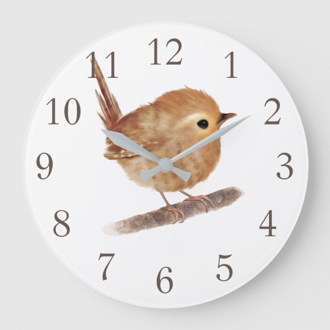 Wren Bird Personlig Wall Clock Stor Klocka (Framsida)