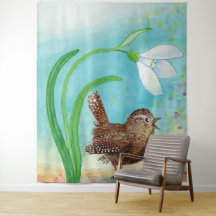 Wren Bird Sjunga vid Dawn i Vår