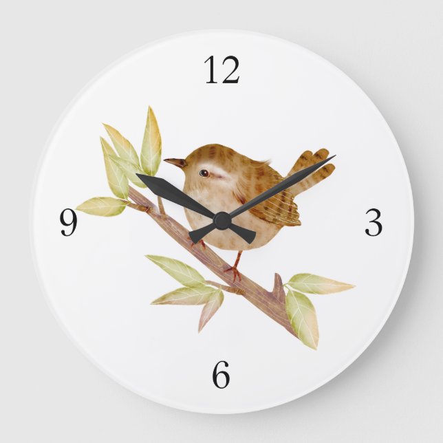 Wren Bird Wall Clock Stor Klocka (Framsida)