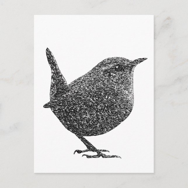 Wren (Black and White) Vykort (Framsida)