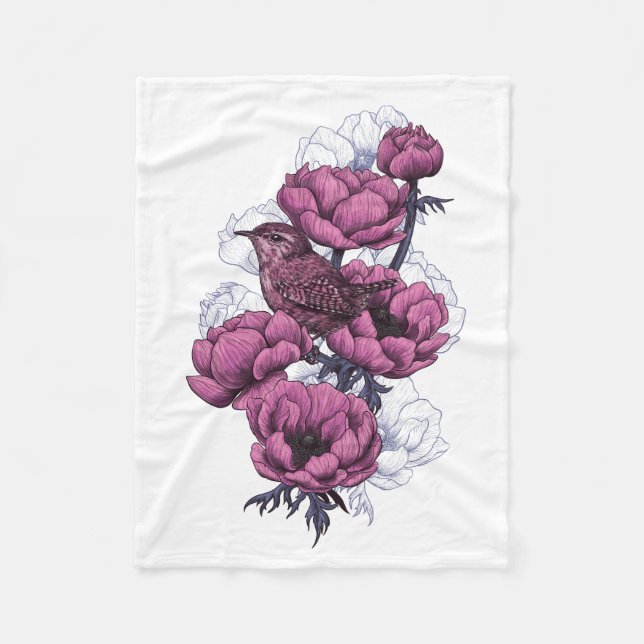 Wren bouquet fleecefilt (Framsidan)