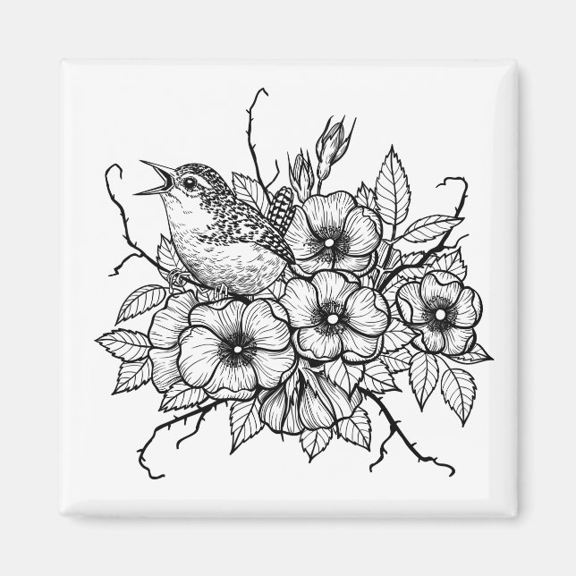 Wren bouquet magnet (Framsidan)