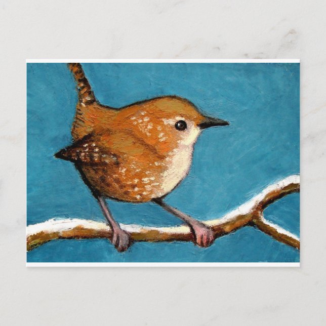 WREN IN OIL PASTEL VYKORT (Framsida)