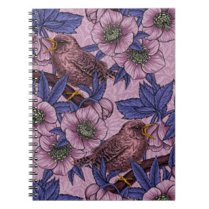 Wren och hellør, rosa och violett anteckningsbok