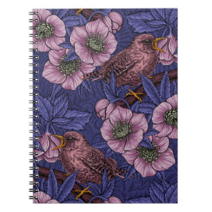 Wren och hellør, violett och rosa anteckningsbok