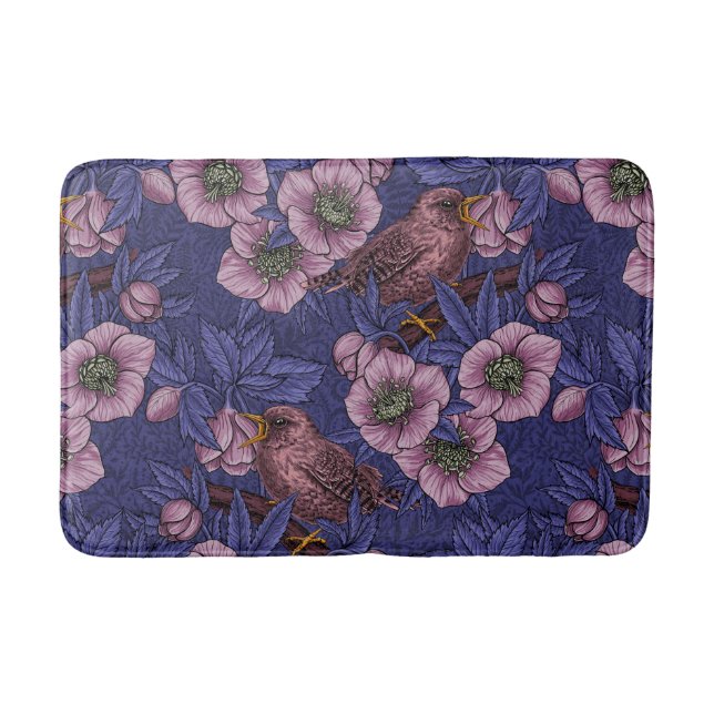Wren och hellør, violett och rosa badrumsmatta (Framsidan)