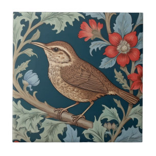 Wren William Morris stil Lämnat på Bird Kakelplatta