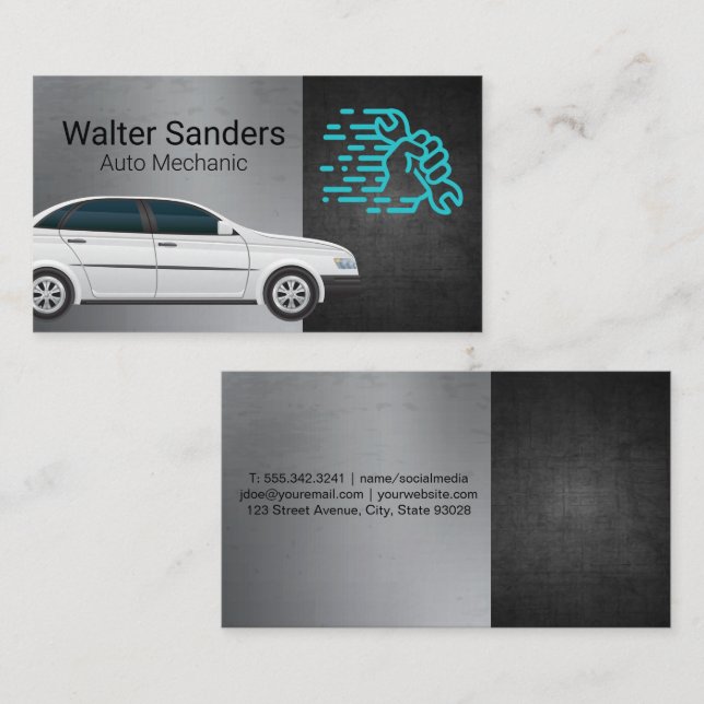 Wrench i Hand | Automatisk mekanisk Visitkort (Fram/baksida)