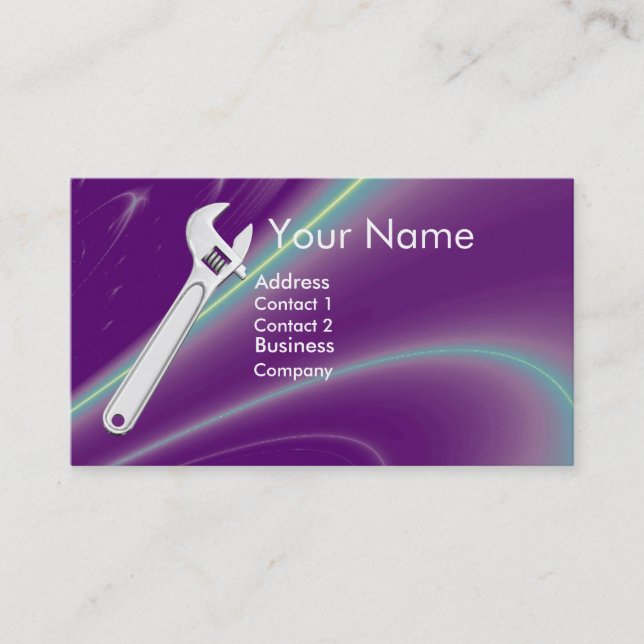 WRENCH METALL MEECHANICS,PLUMBERS MONOGRAM VISITKORT (Framsida)