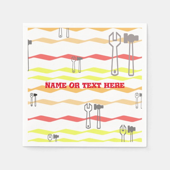 Wrench och hammare med zigzagged linjer pappersservett (Framsidan)